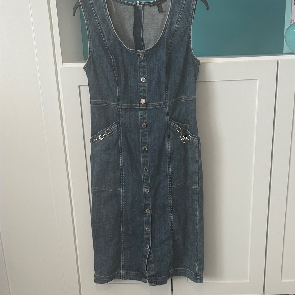 White House Black Market Blue Denim Midi Dress